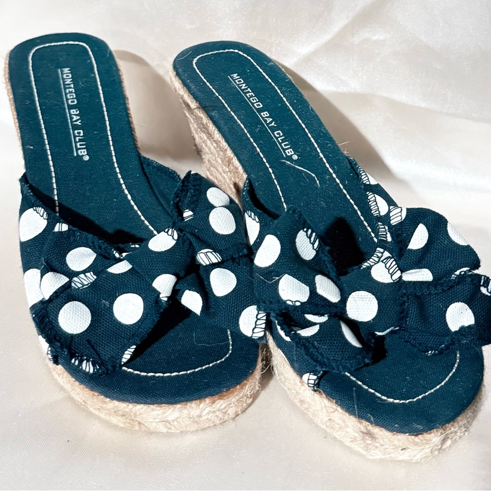 Montego Bay Club Navy Polka Dot Espadrilles - Picture 2 of 6